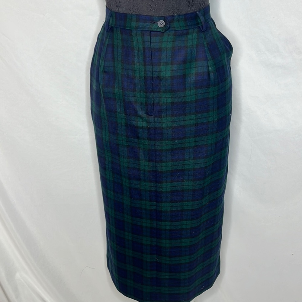 Vintage Pendleton blue and green plaid skirt